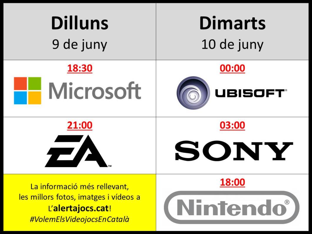 Horaris conferències E3 2014